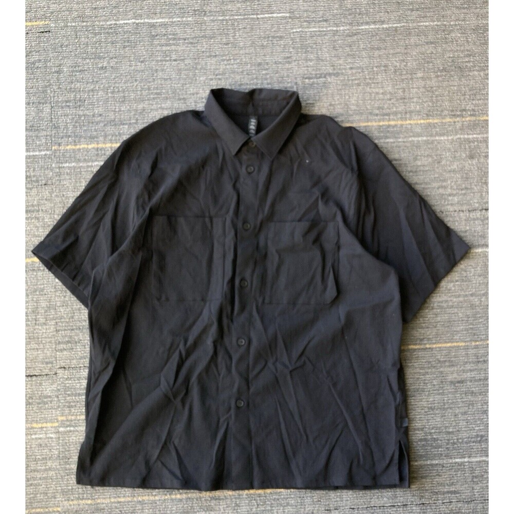 Lululemon Airing Easy Camp Collar Shirt Short Sleeve Size XL Black 50536